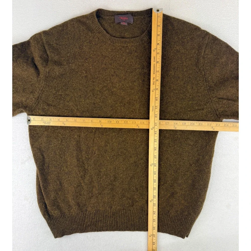 TreVero Crewneck Sweater Mens XL Brown 100% Lambswool Knit Pullover